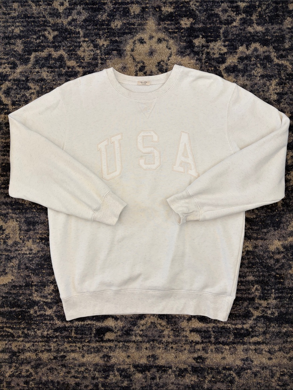 John Galt USA Embroidered Crewneck Sweatshirt - Cream